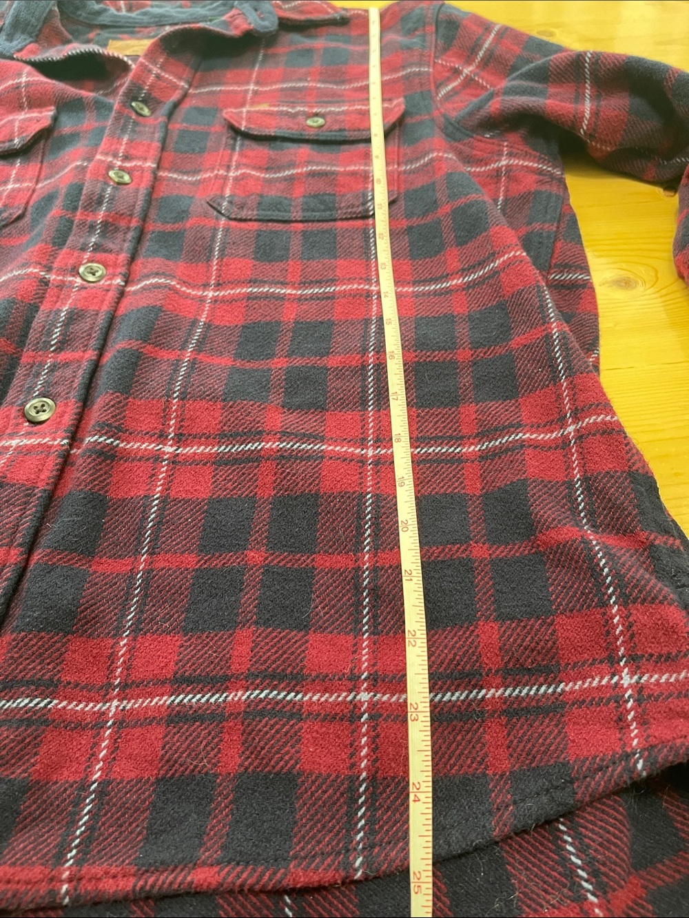 Orvis Big Bear Sangria Red / Navy Blue Tartan Plaid Heavy 100% Cotton Flannel M - Picture 9 of 16